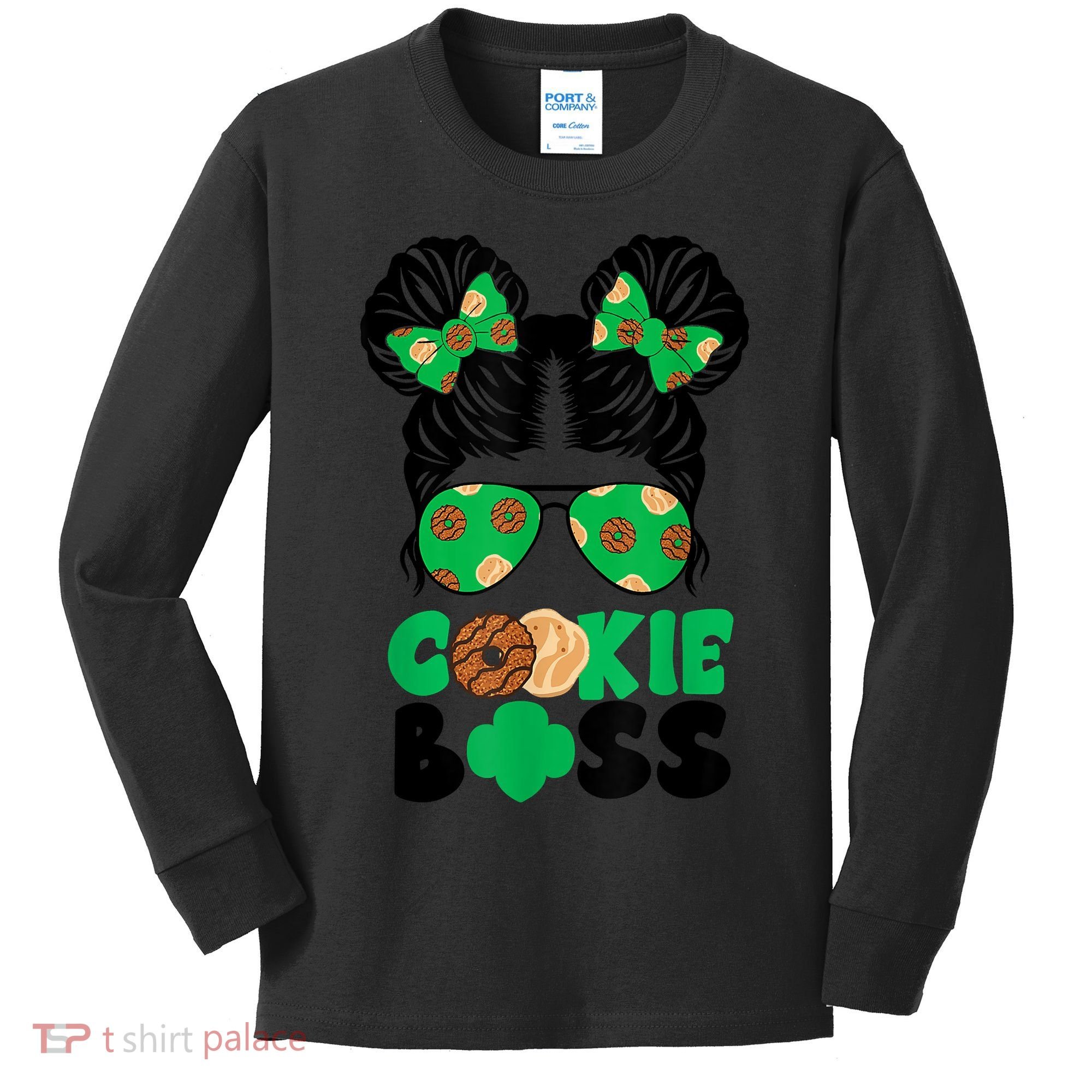 Scout Cookie Boss Kidlife Messy Bun Sunglasses Kids Long Sleeve Shirt