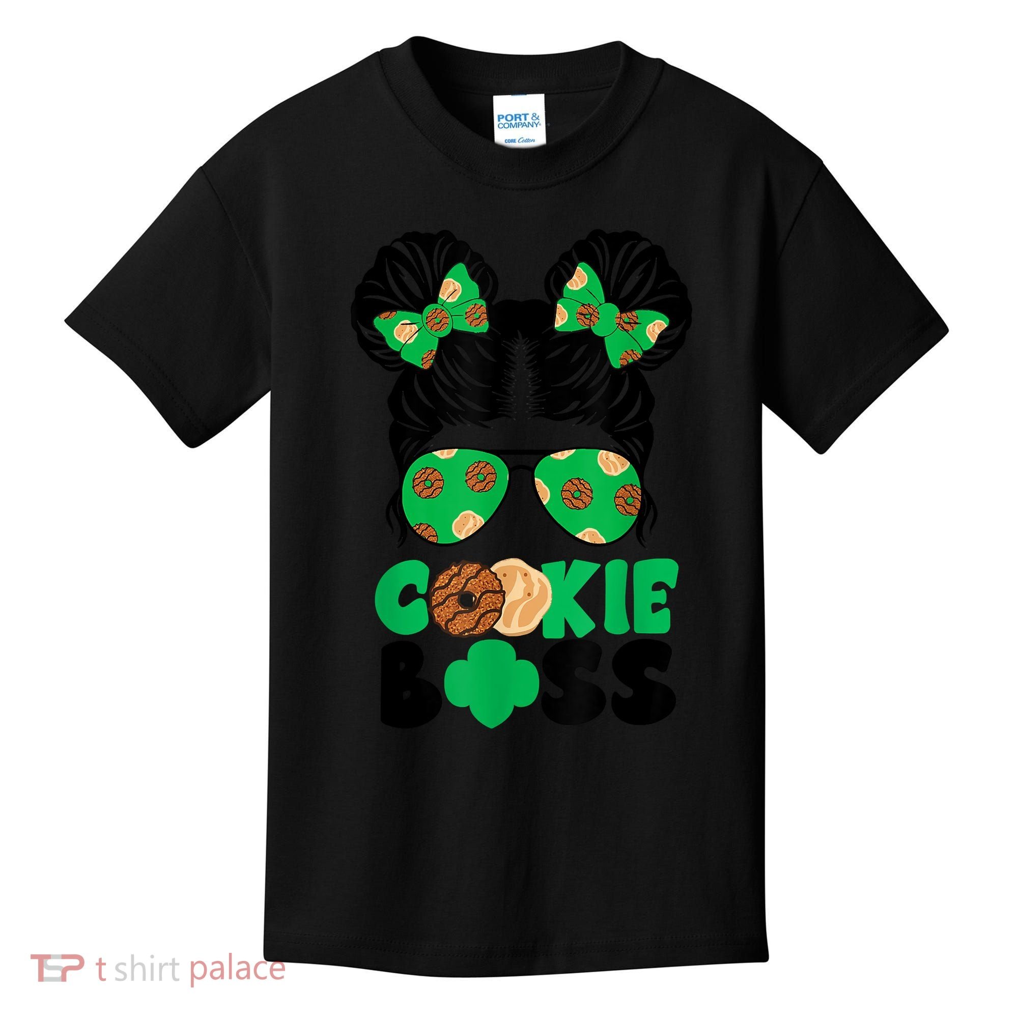 Scout Cookie Boss Kidlife Messy Bun Sunglasses Kids T-Shirt
