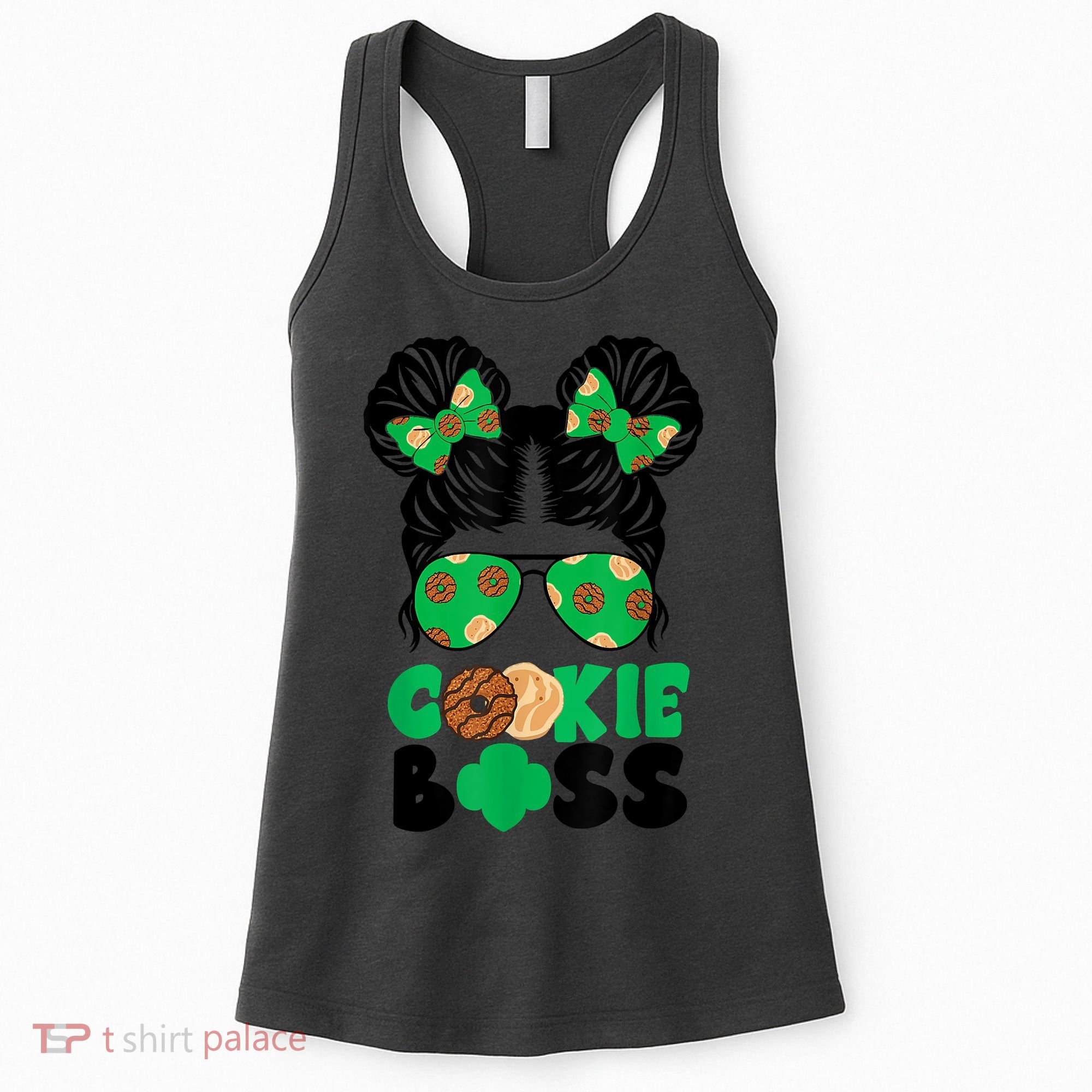 Scout Cookie Boss Kidlife Messy Bun Sunglasses Women's Tank Top
