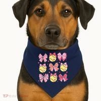 Softball Coquette Bow Softball Mom Mothers Day Softball Mama USA-Made Doggie Bandana thumb 1