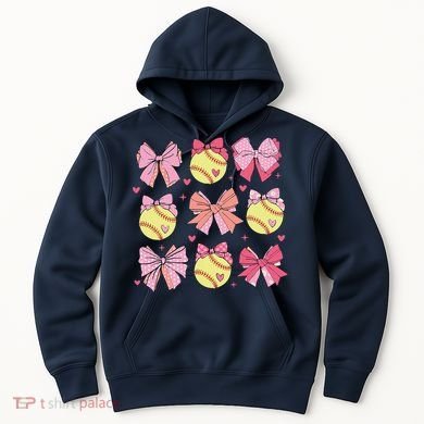 Softball Coquette Bow Softball Mom Mothers Day Softball Mama Hoodie