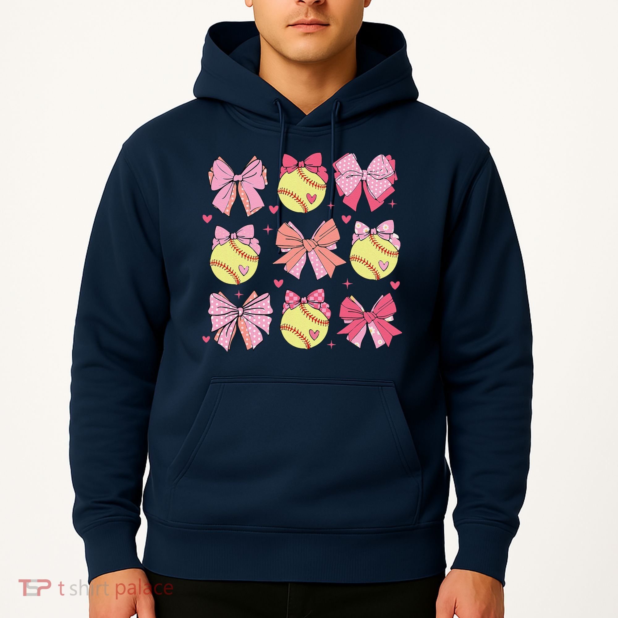 Softball Coquette Bow Softball Mom Mothers Day Softball Mama Hoodie