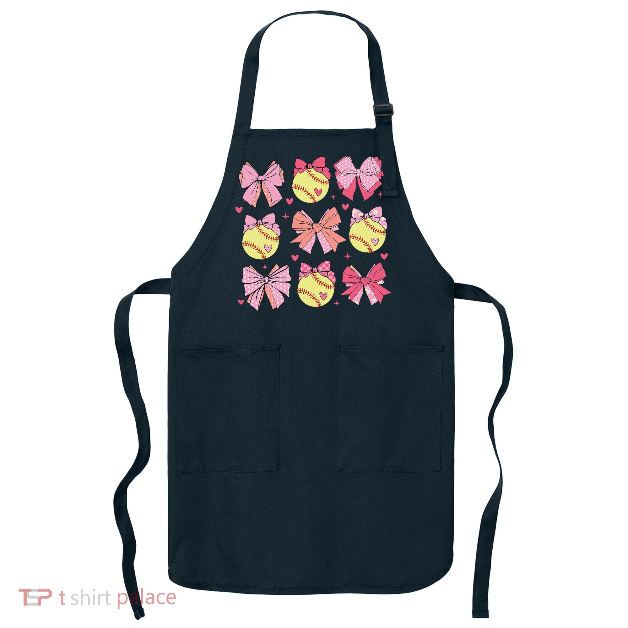 Softball Coquette Bow Softball Mom Mothers Day Softball Mama Apron