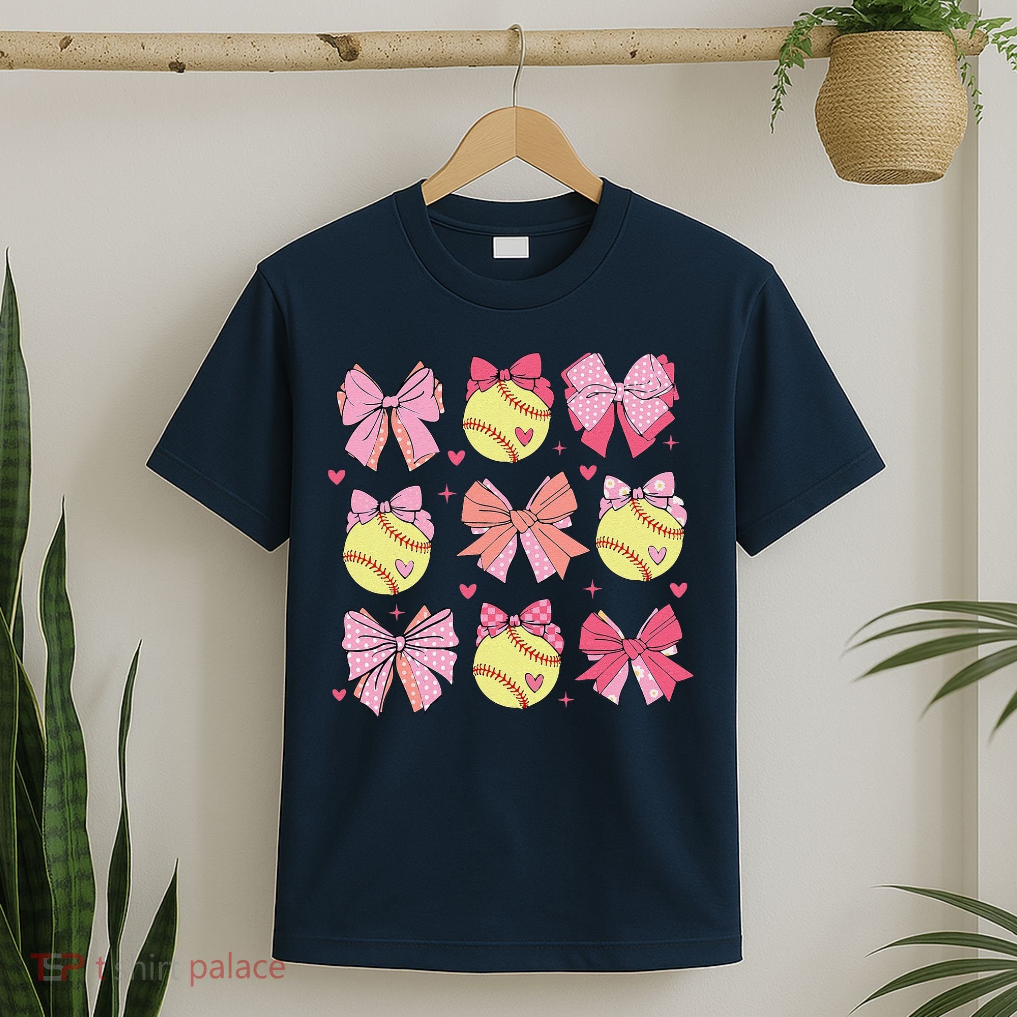 Softball Coquette Bow Softball Mom Mothers Day Softball Mama T-Shirt
