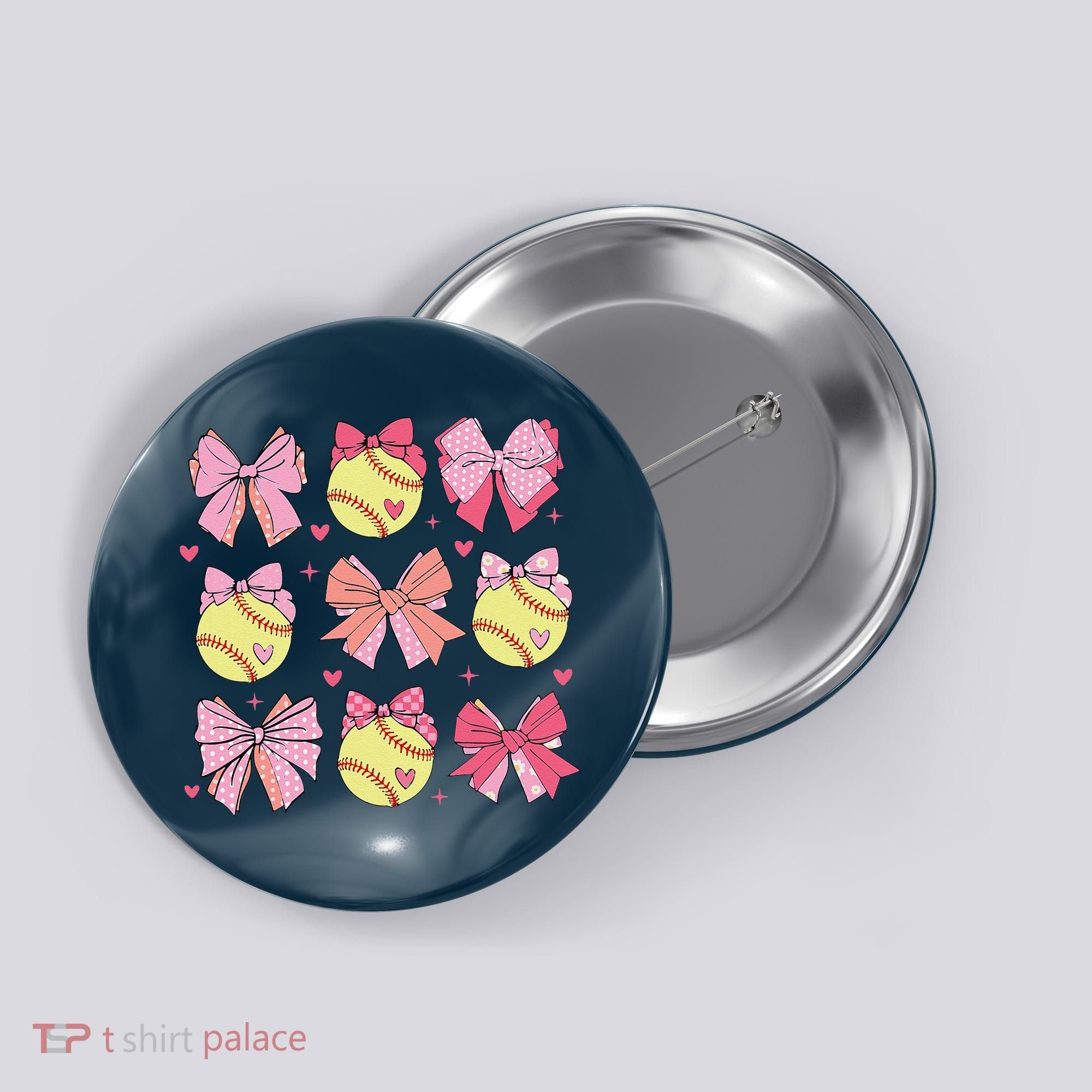 Softball Coquette Bow Softball Mom Mothers Day Softball Mama Button