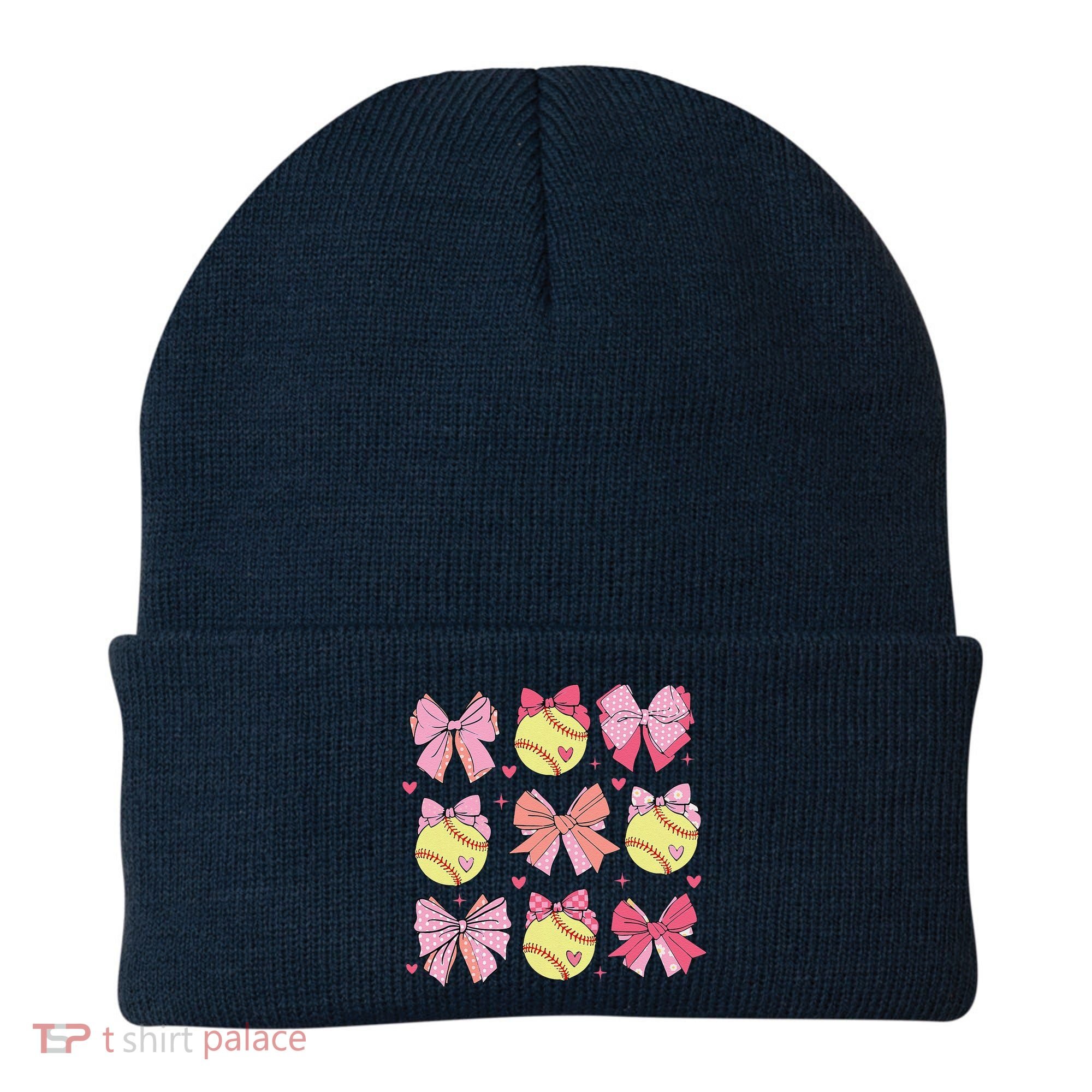 Softball Coquette Bow Softball Mom Mothers Day Softball Mama Beanie