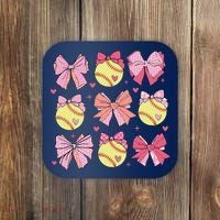 Softball Coquette Bow Softball Mom Mothers Day Softball Mama Coaster thumb 0