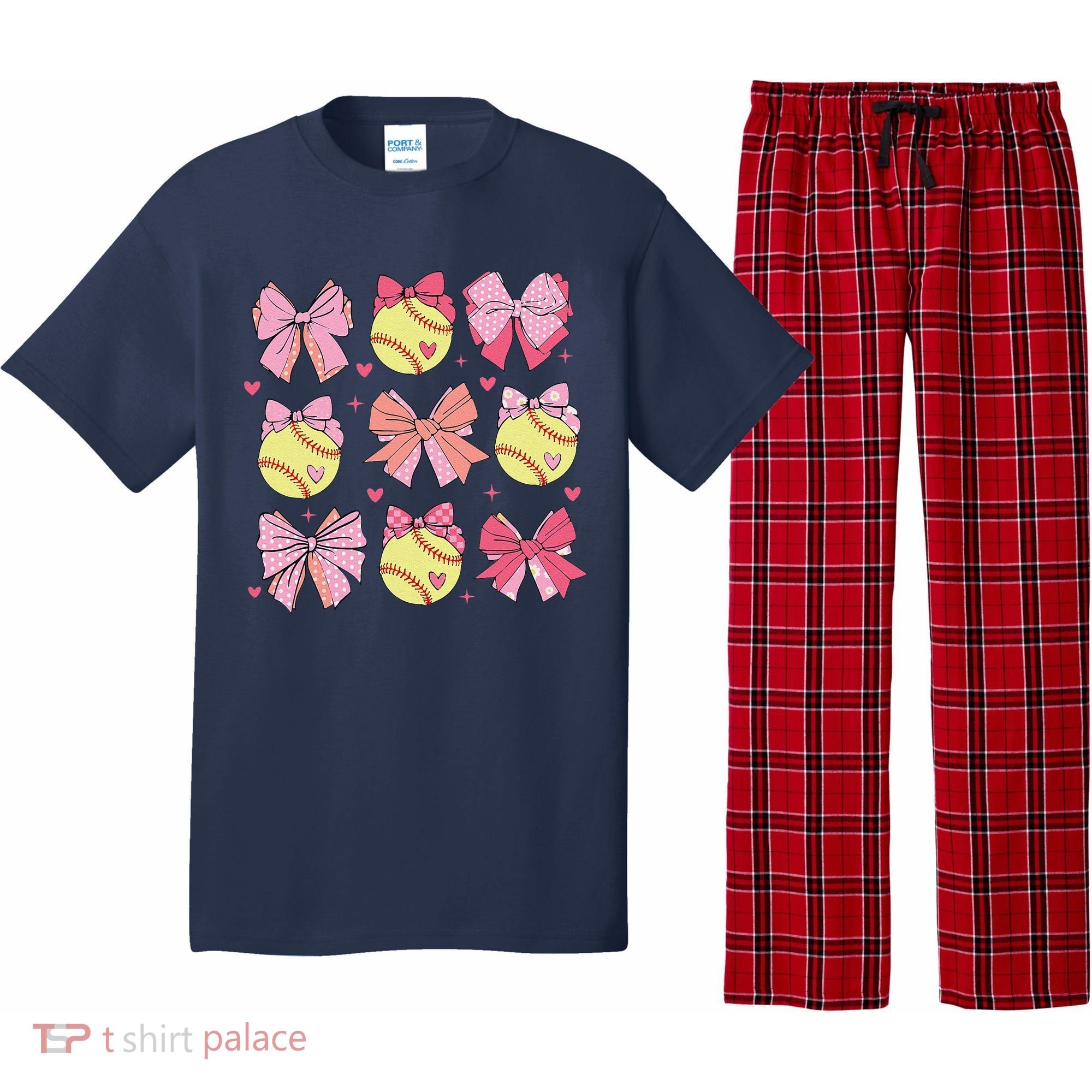 Softball Coquette Bow Softball Mom Mothers Day Softball Mama Pajama Set