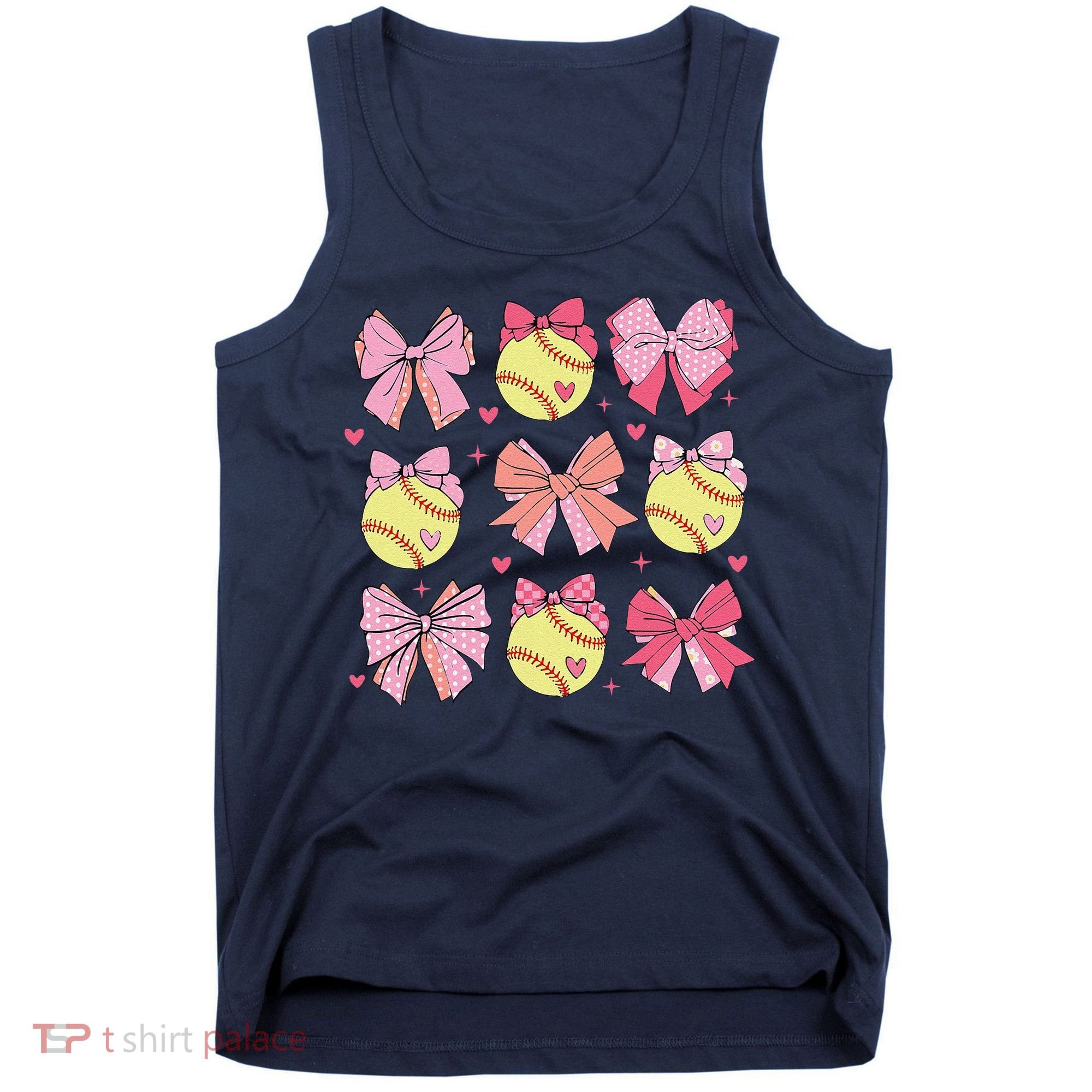 Softball Coquette Bow Softball Mom Mothers Day Softball Mama Tank Top