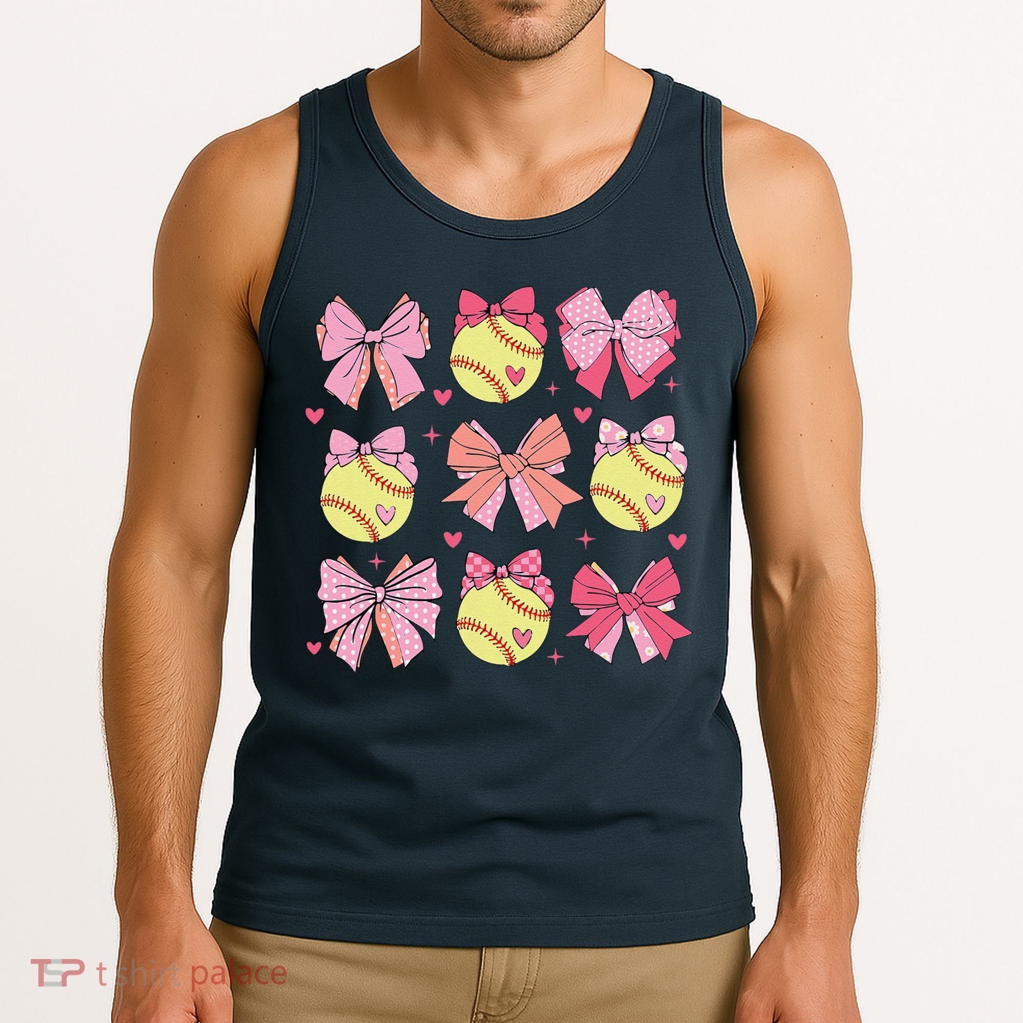 Softball Coquette Bow Softball Mom Mothers Day Softball Mama Tank Top