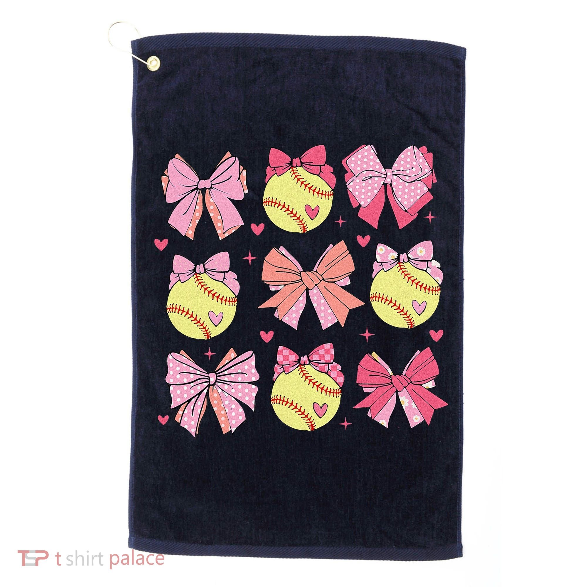 Softball Coquette Bow Softball Mom Mothers Day Softball Mama Golf Towel