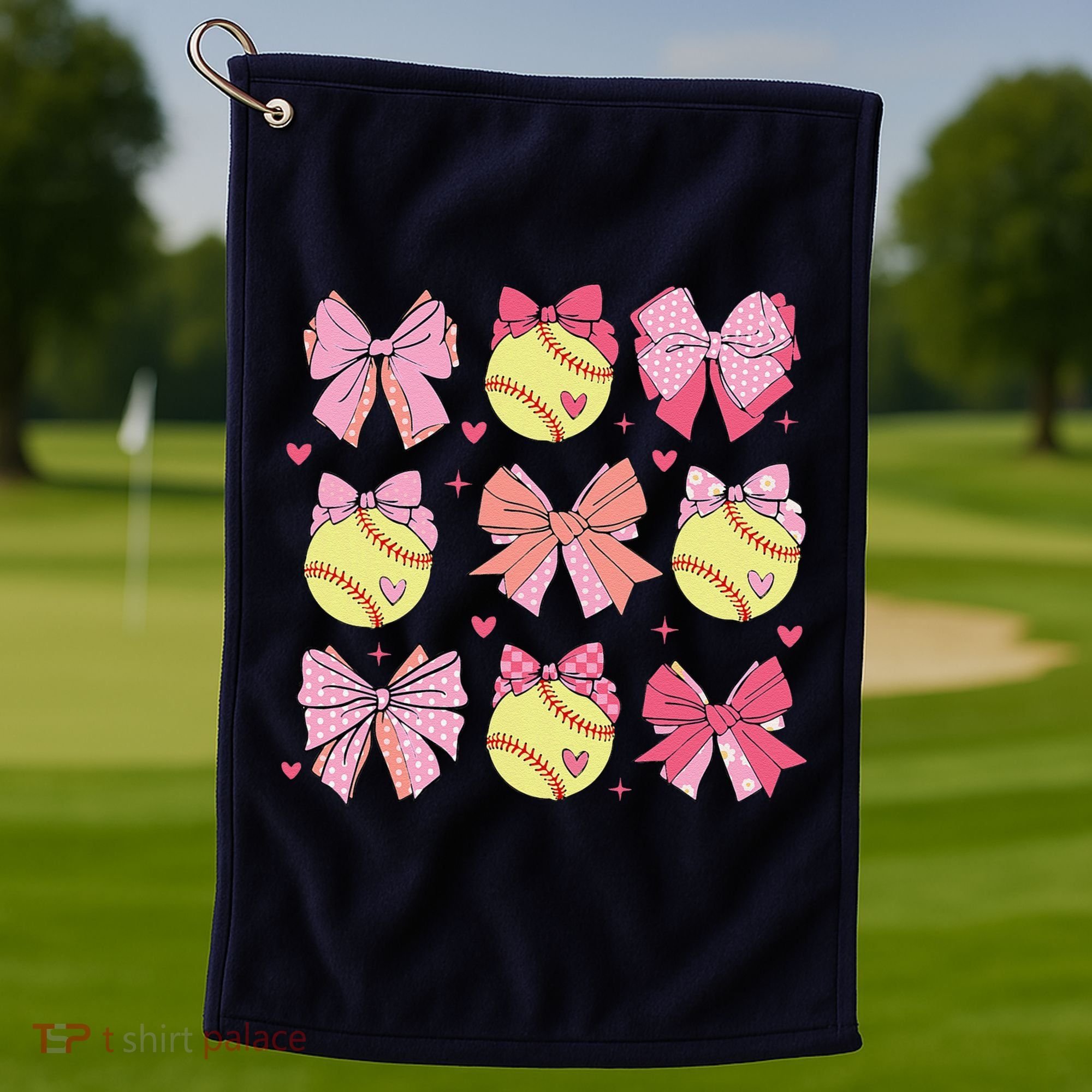 Softball Coquette Bow Softball Mom Mothers Day Softball Mama Golf Towel