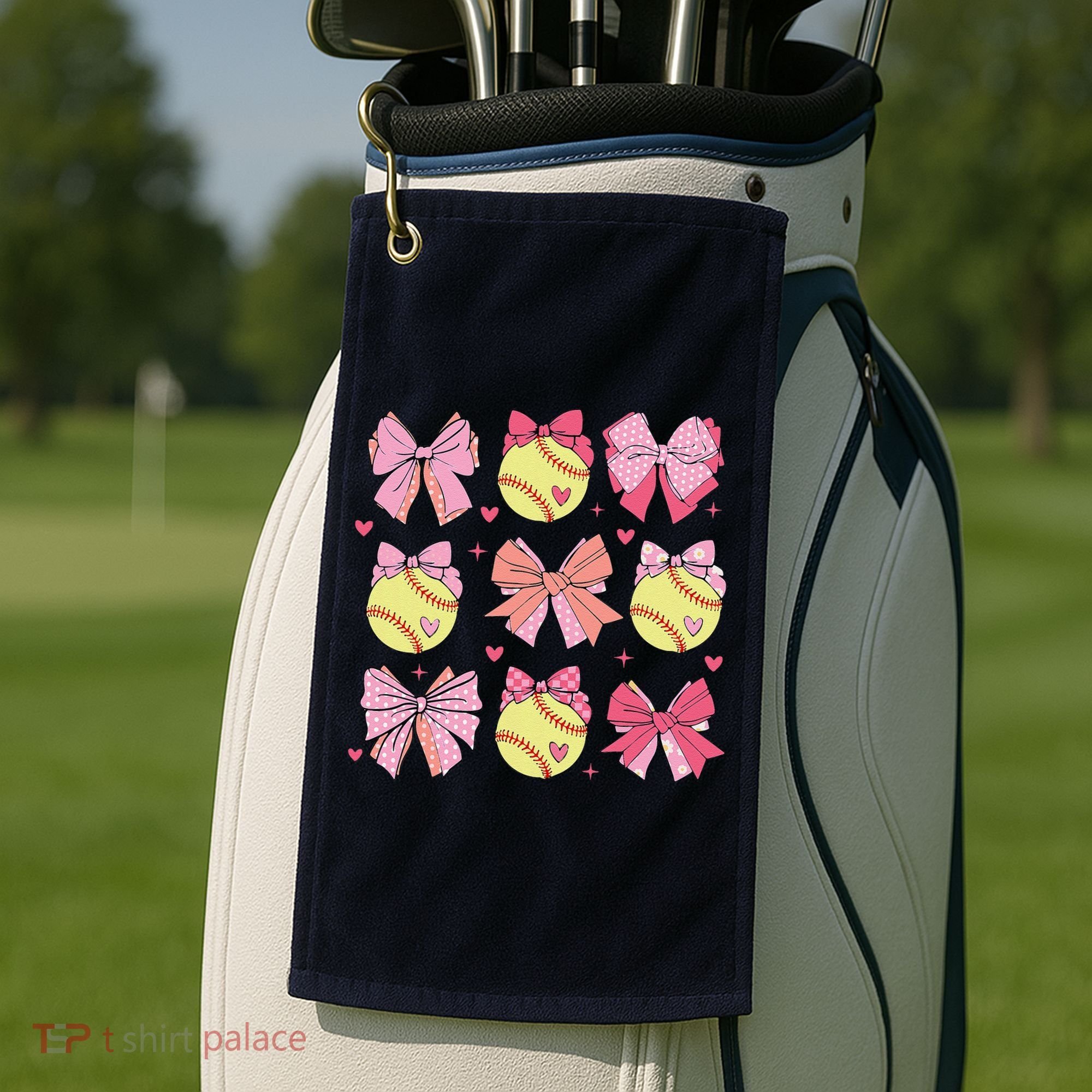 Softball Coquette Bow Softball Mom Mothers Day Softball Mama Golf Towel