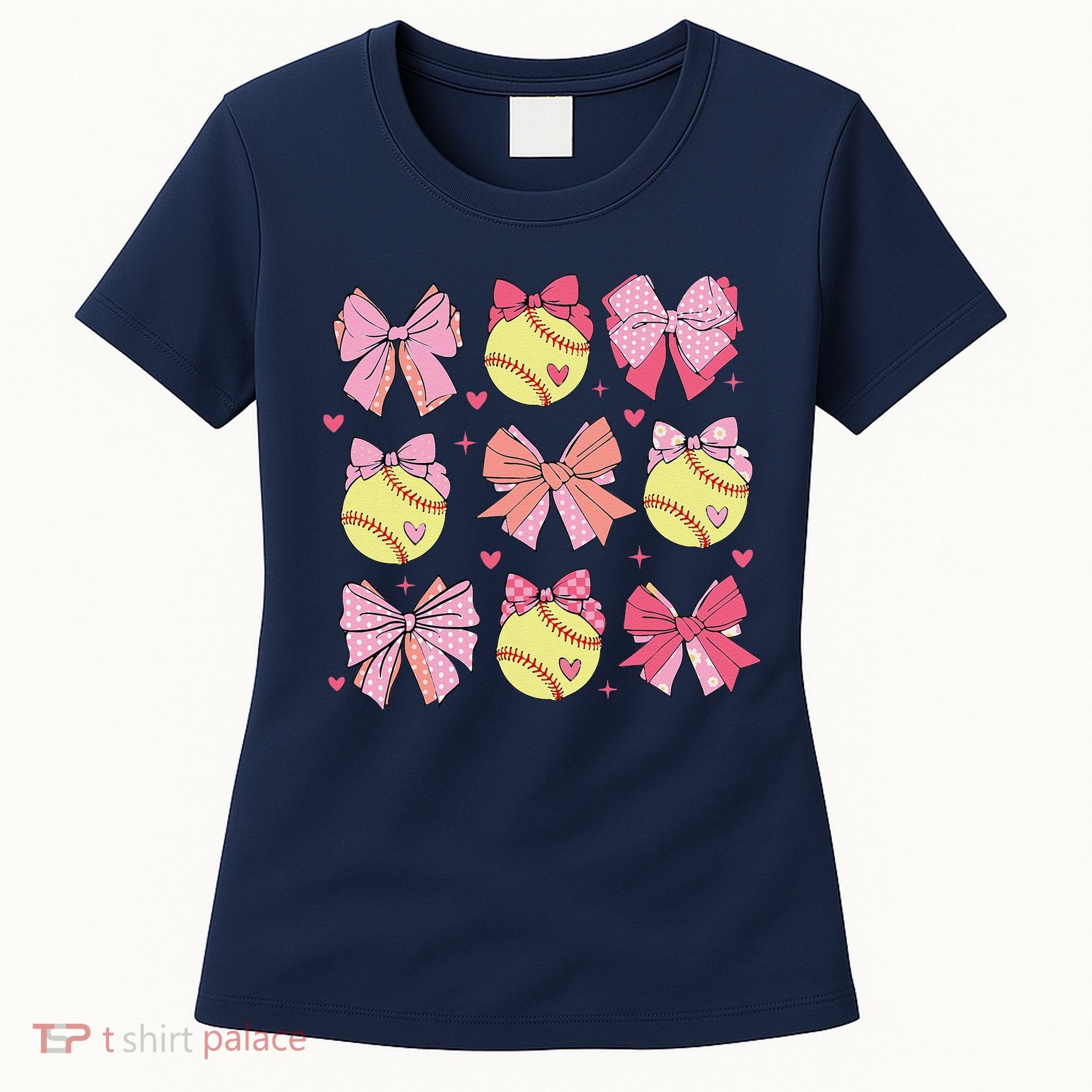 Softball Coquette Bow Softball Mom Mothers Day Softball Mama Women's T-Shirt