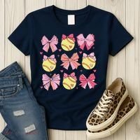 Softball Coquette Bow Softball Mom Mothers Day Softball Mama Women's T-Shirt thumb 3