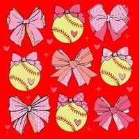 Softball Coquette Bow Softball Mom Mothers Day Softball Mama Santa Hat thumb 1