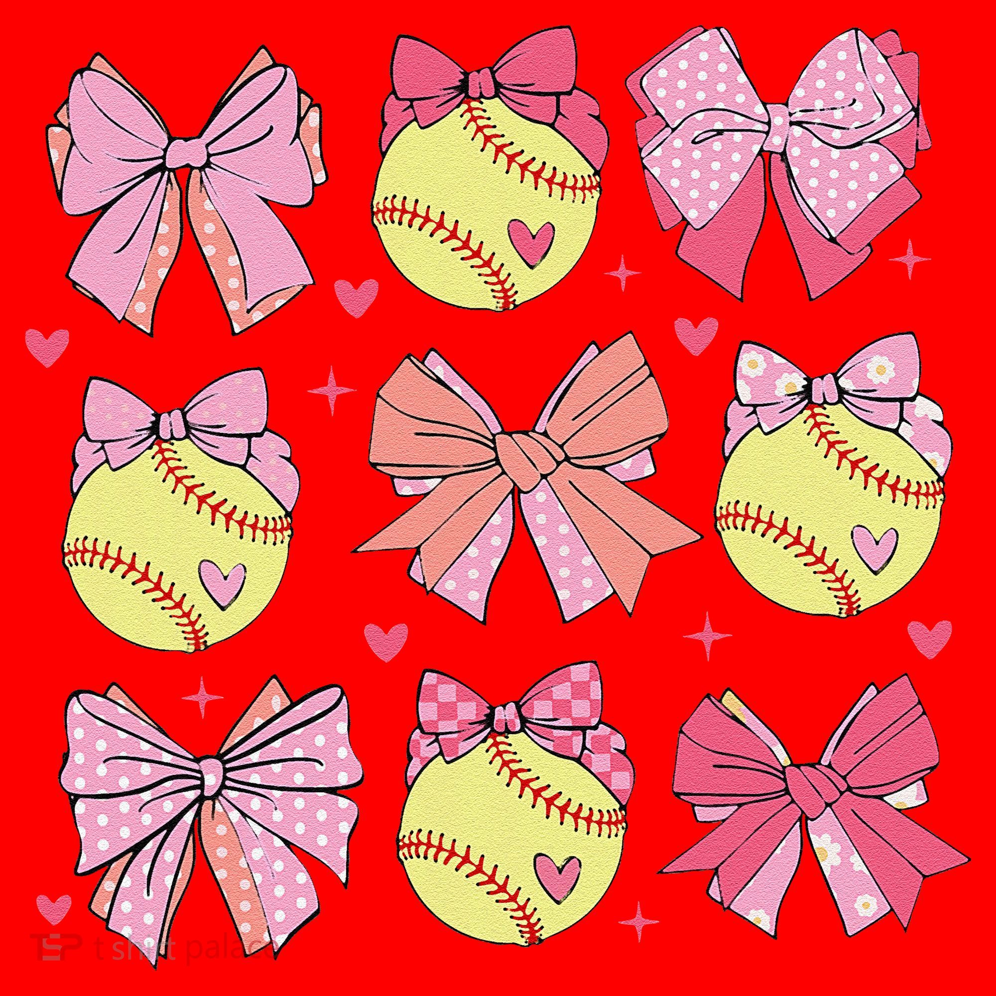 Softball Coquette Bow Softball Mom Mothers Day Softball Mama Santa Hat