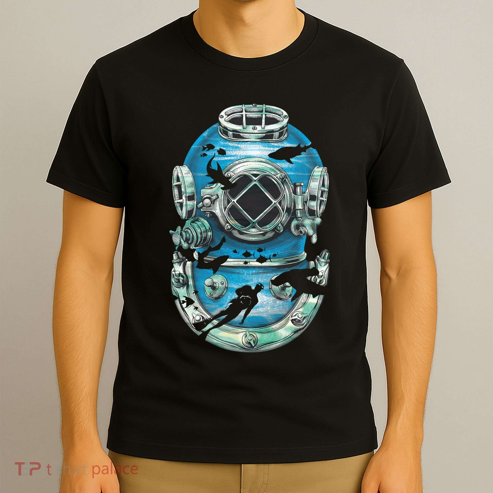 Vintage Scuba Diver Illustration T-Shirt