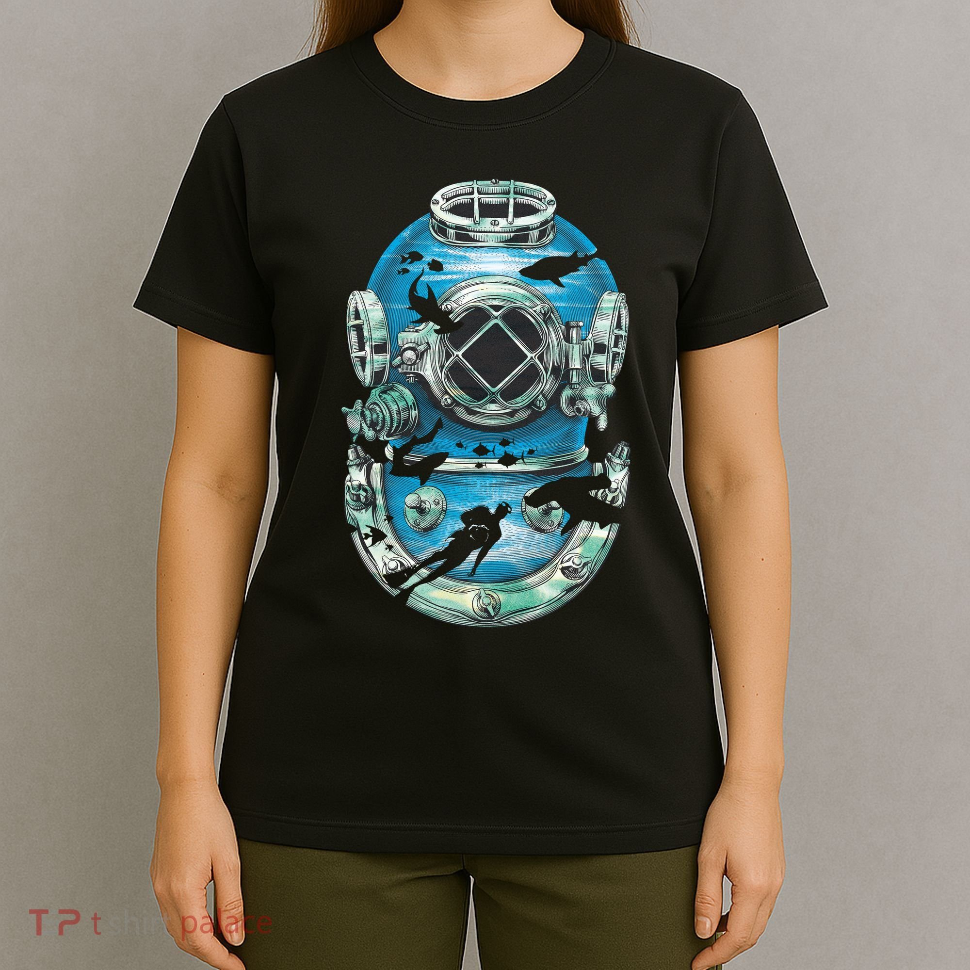 Vintage Scuba Diver Illustration T-Shirt