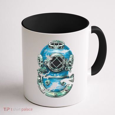 Vintage Scuba Diver Illustration Coffee Mug back