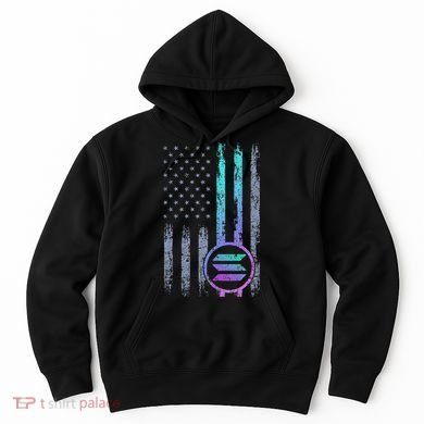 Solana Crypto Blockchain Solana Coin Distressed Usa Flag Hoodie