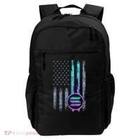 Solana Crypto Blockchain Solana Coin Distressed Usa Flag Backpack thumb 0