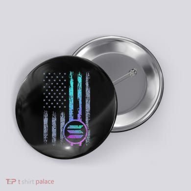 Solana Crypto Blockchain Solana Coin Distressed Usa Flag Button