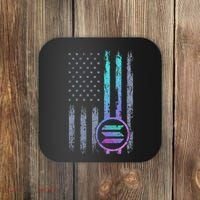 Solana Crypto Blockchain Solana Coin Distressed Usa Flag Coaster thumb 0