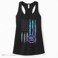 Solana Crypto Blockchain Solana Coin Distressed Usa Flag Women's Tank Top thumb 0