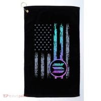 Solana Crypto Blockchain Solana Coin Distressed Usa Flag Golf Towel thumb 0