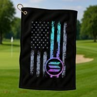 Solana Crypto Blockchain Solana Coin Distressed Usa Flag Golf Towel thumb 1