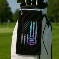 Solana Crypto Blockchain Solana Coin Distressed Usa Flag Golf Towel thumb 2