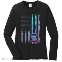 Solana Crypto Blockchain Solana Coin Distressed Usa Flag Women's Long Sleeve Shirt thumb 0