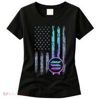 Solana Crypto Blockchain Solana Coin Distressed Usa Flag Women's T-Shirt thumb 0