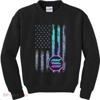 Solana Crypto Blockchain Solana Coin Distressed Usa Flag Kids Sweatshirt thumb 0