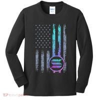 Solana Crypto Blockchain Solana Coin Distressed Usa Flag Kids Long Sleeve Shirt thumb 0