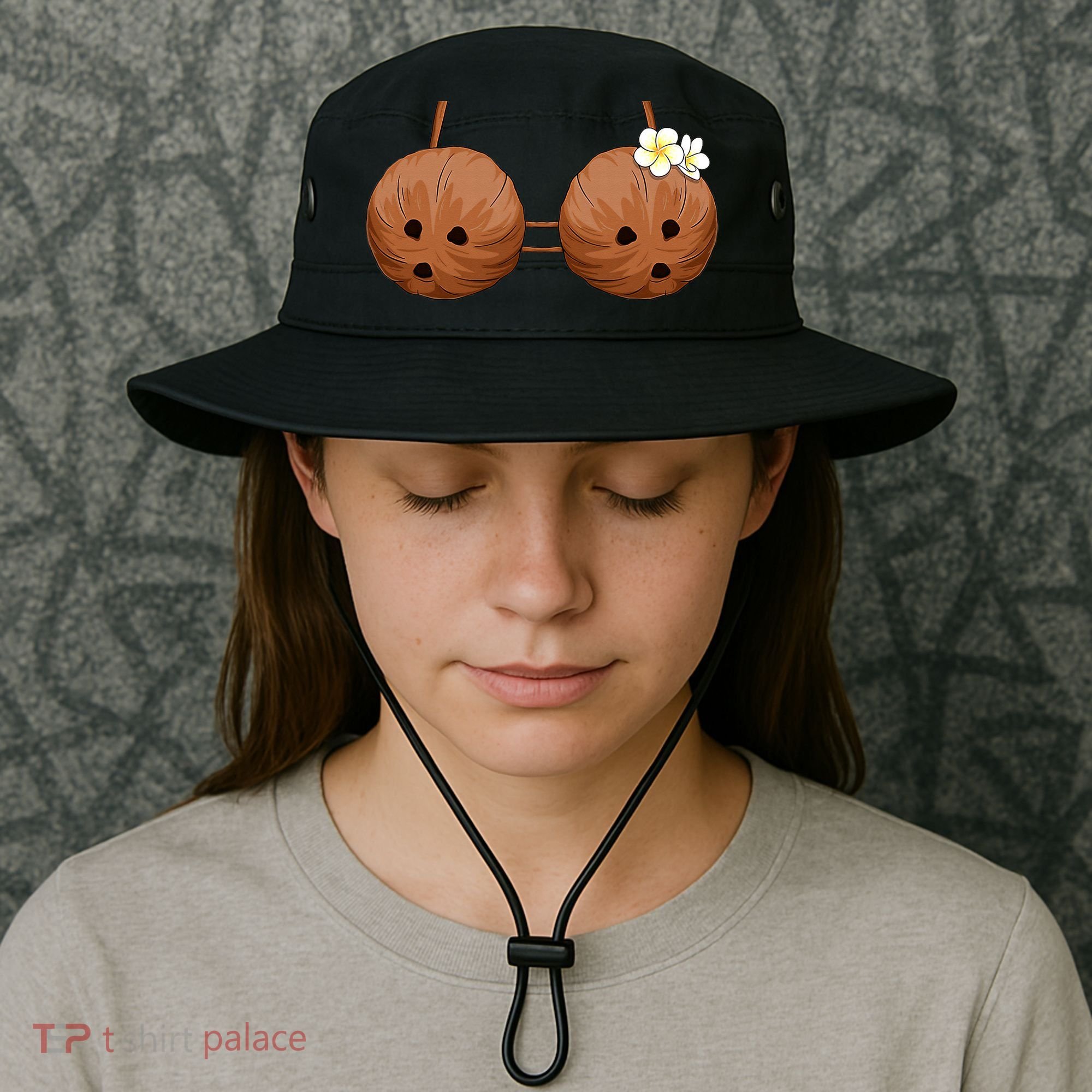 Summer Coconut Bra Halloween Costume Hawaii Aloha Beach Bucket Hat
