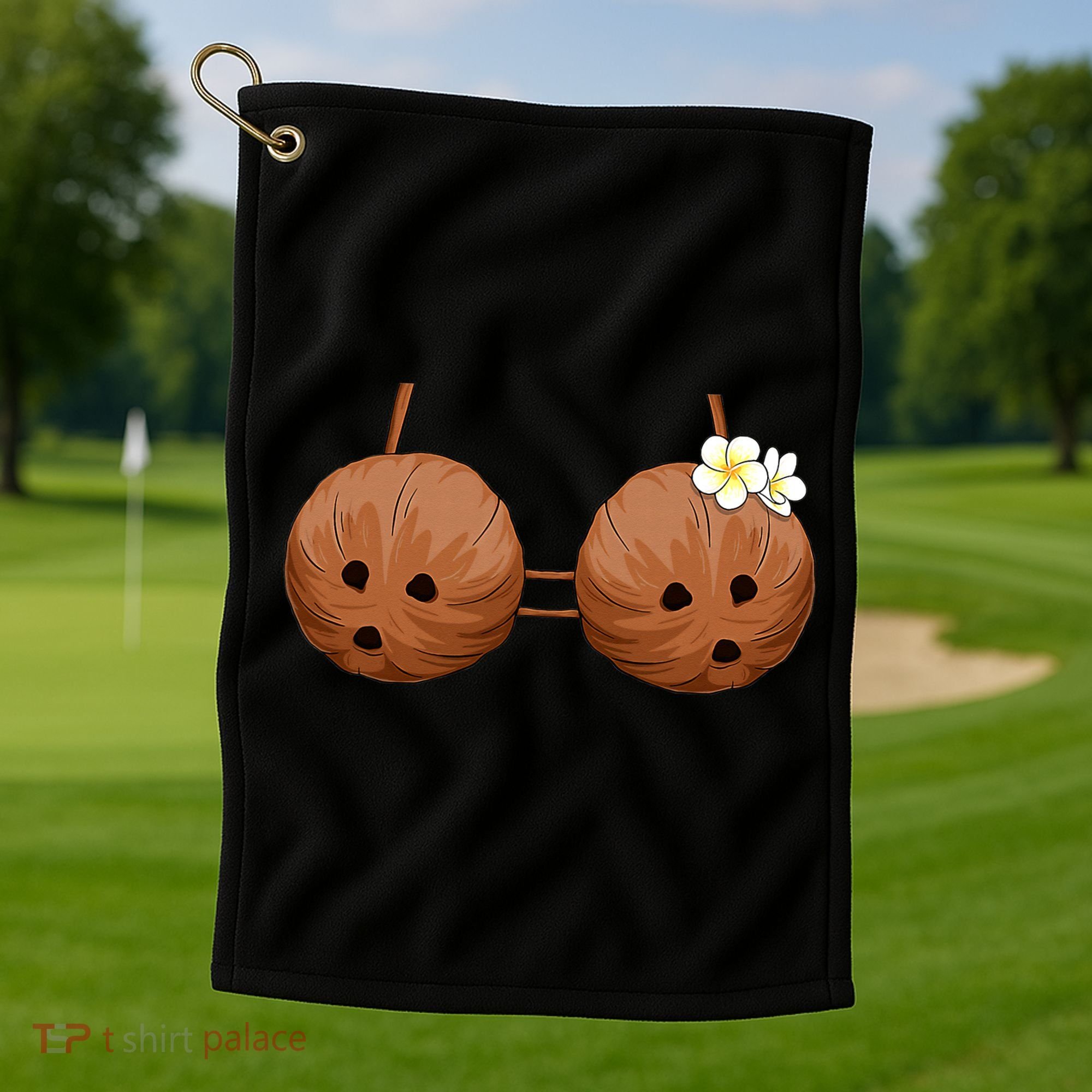 Summer Coconut Bra Halloween Costume Hawaii Aloha Beach Golf Towel
