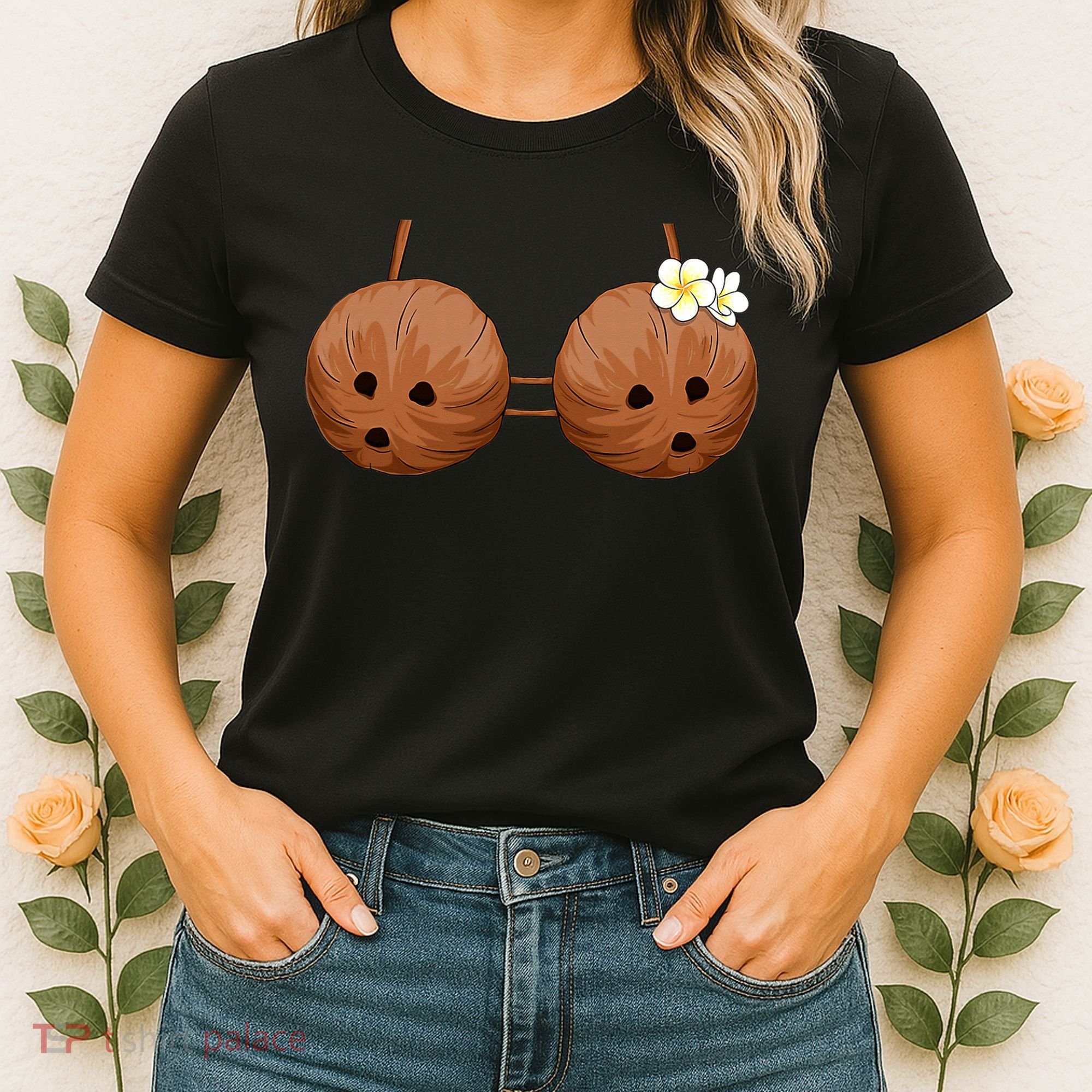 Summer Coconut Bra Halloween Costume Hawaii Aloha Beach Women's T-Shirt