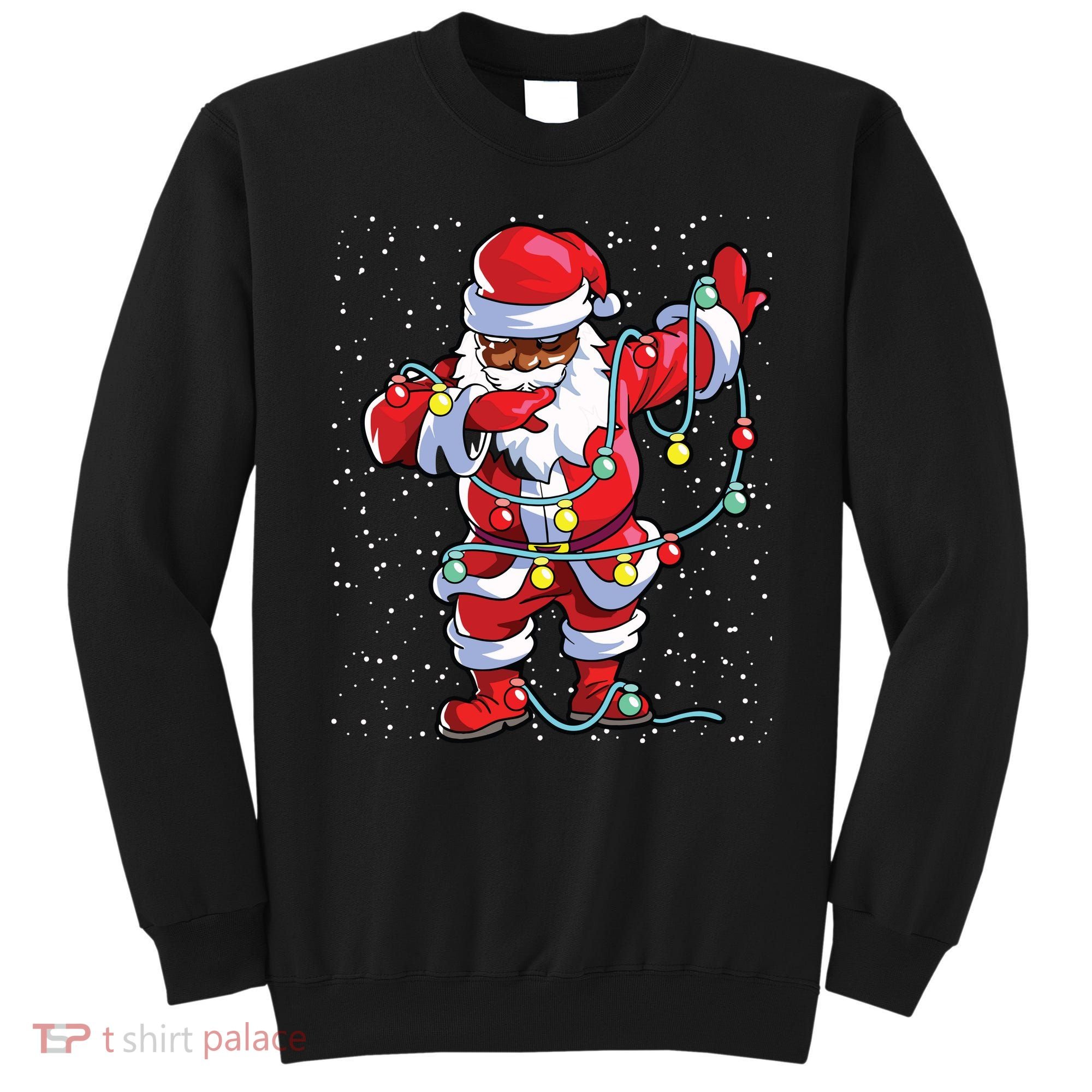 Santa Claus Black Christmas Afro African American Xmas Sweatshirt