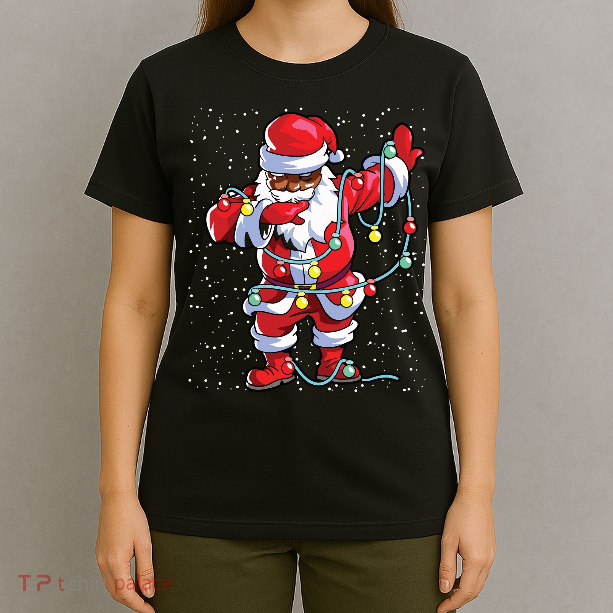 Santa Claus Black Christmas Afro African American Xmas T-Shirt