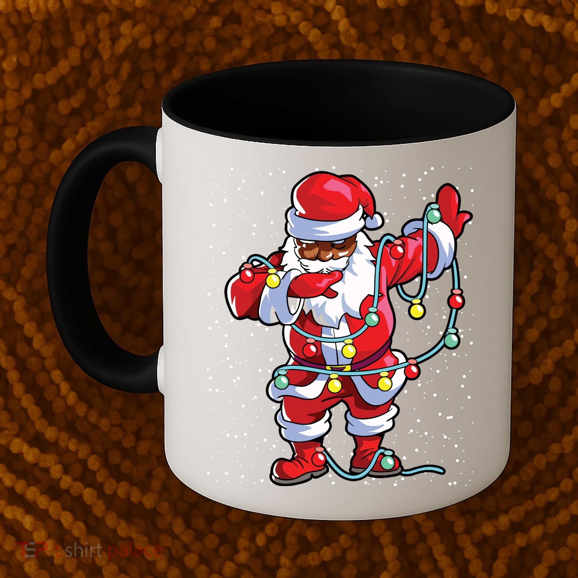 Santa Claus Black Christmas Afro African American Xmas Coffee Mug