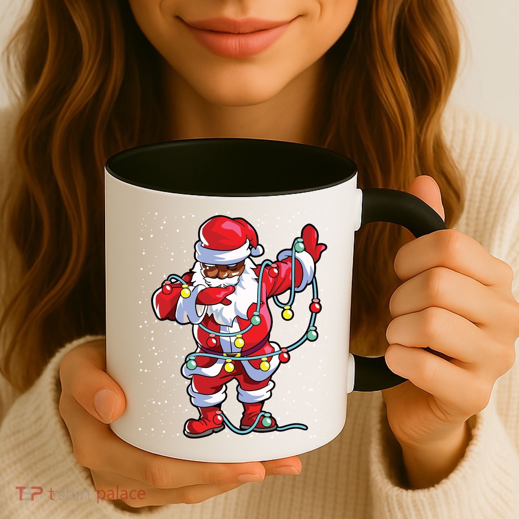 Santa Claus Black Christmas Afro African American Xmas Coffee Mug