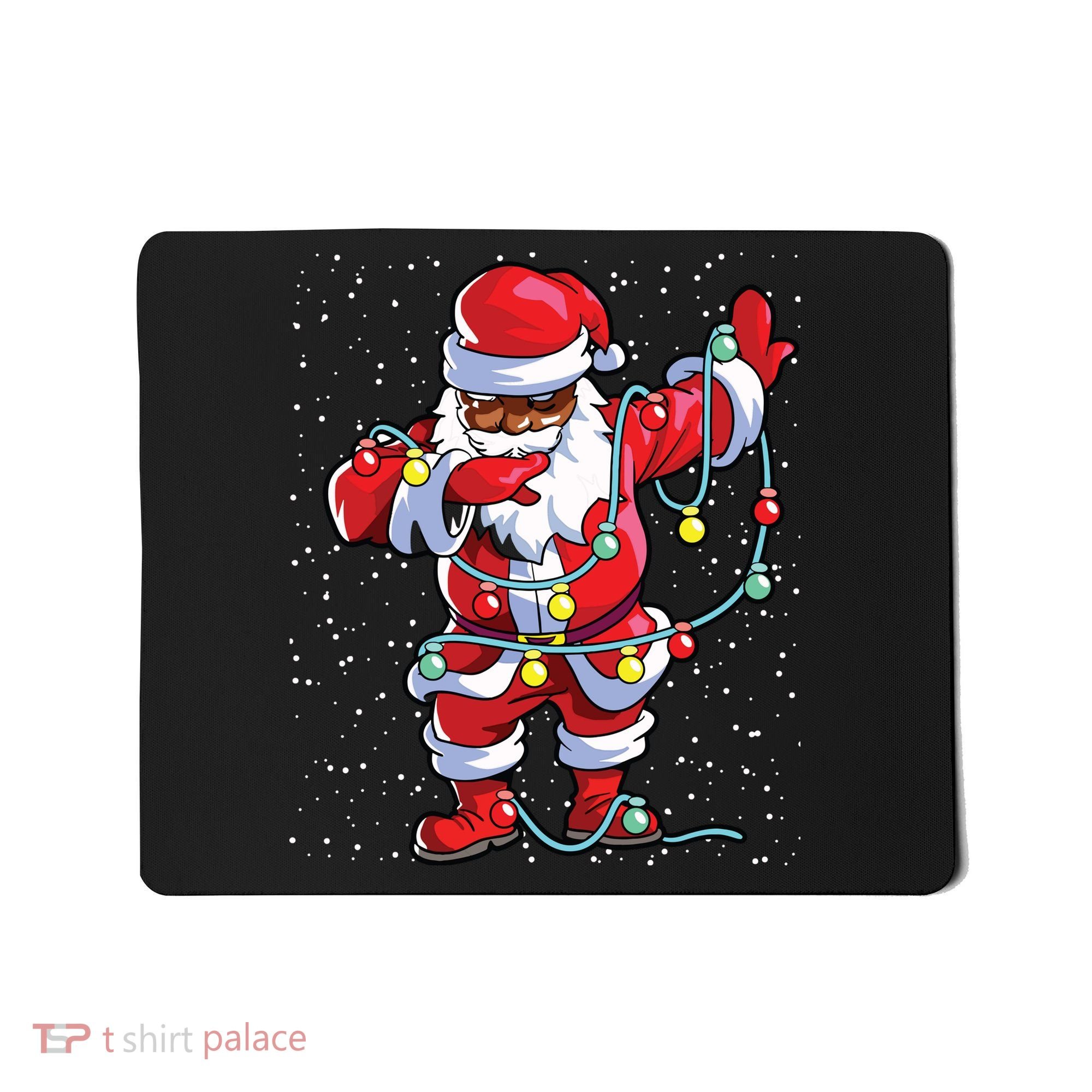 Santa Claus Black Christmas Afro African American Xmas Mousepad