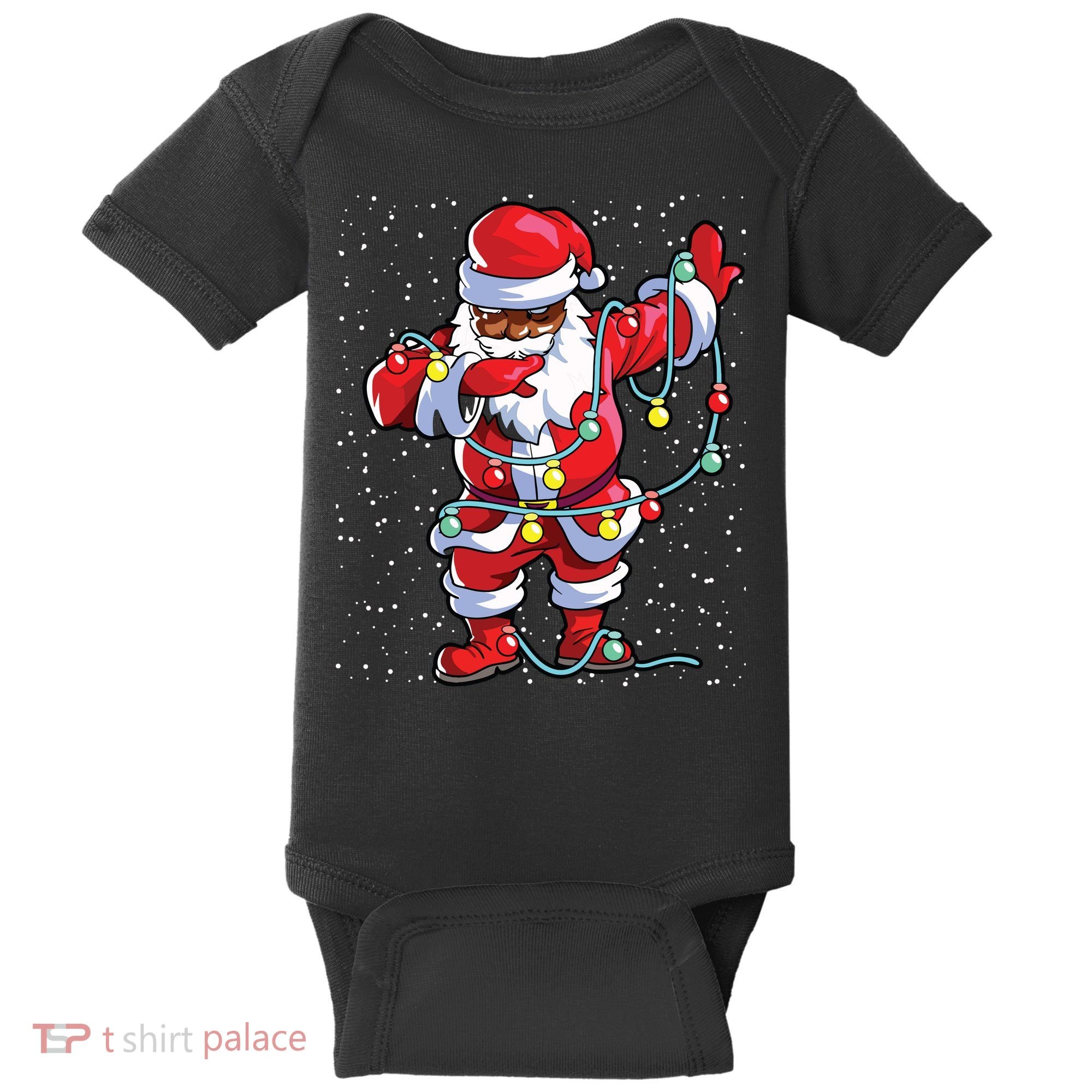 Santa Claus Black Christmas Afro African American Xmas Baby Bodysuit