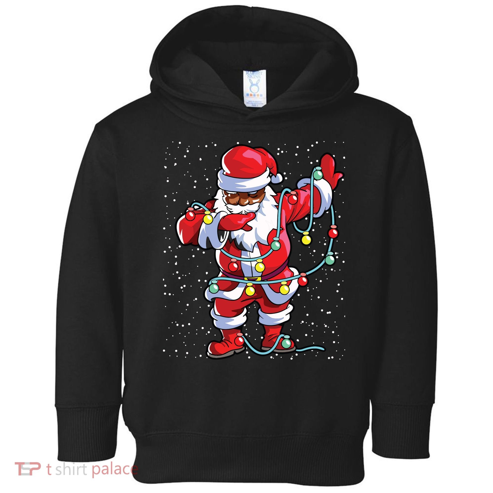 Santa Claus Black Christmas Afro African American Xmas Toddler Hoodie
