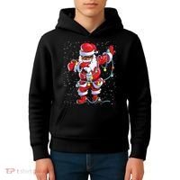 Santa Claus Black Christmas Afro African American Xmas Kids Hoodie thumb 4
