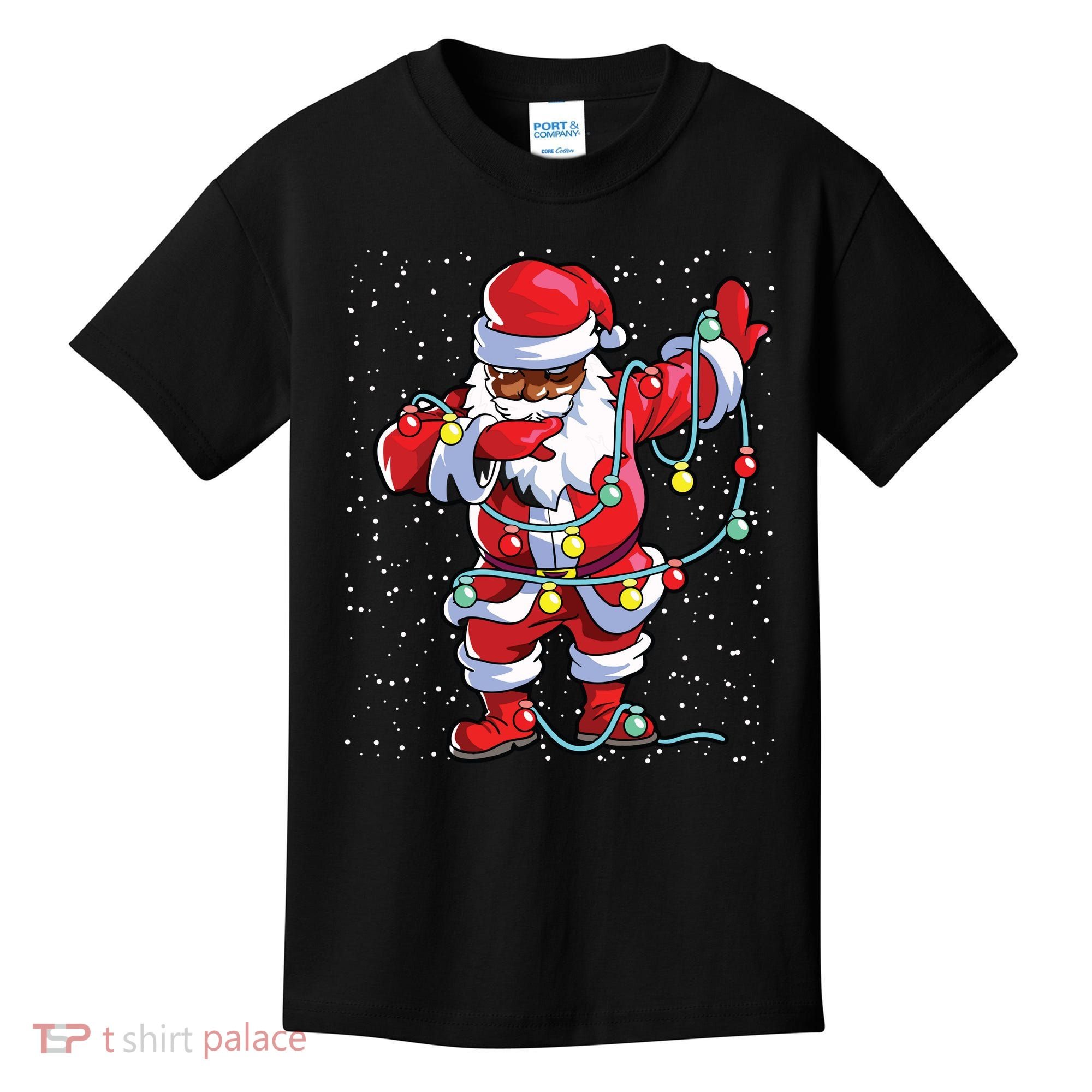 Santa Claus Black Christmas Afro African American Xmas Kids T-Shirt