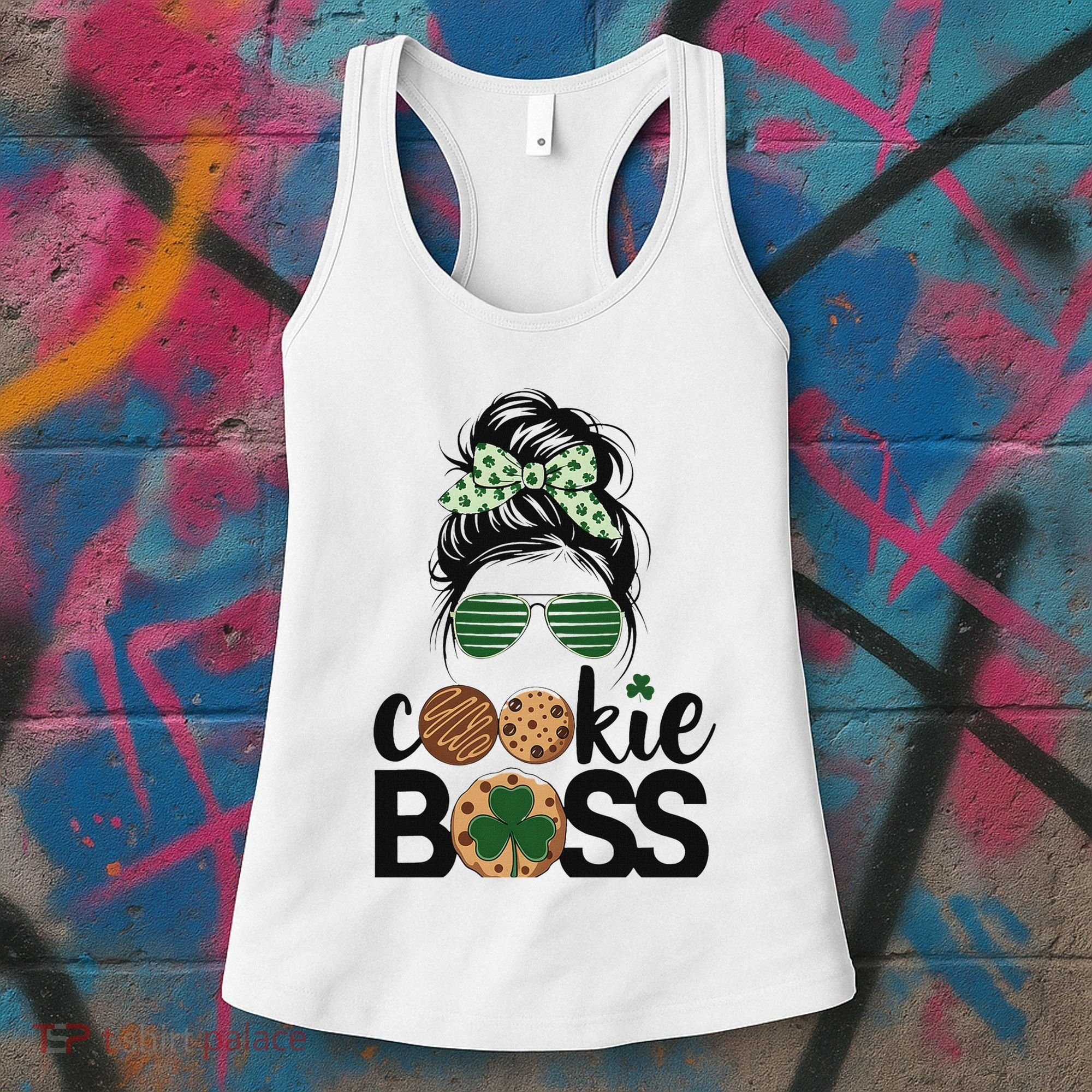 Scout Cookie Boss Kidlife Messy Bun Sunglasses Women's Tank Top