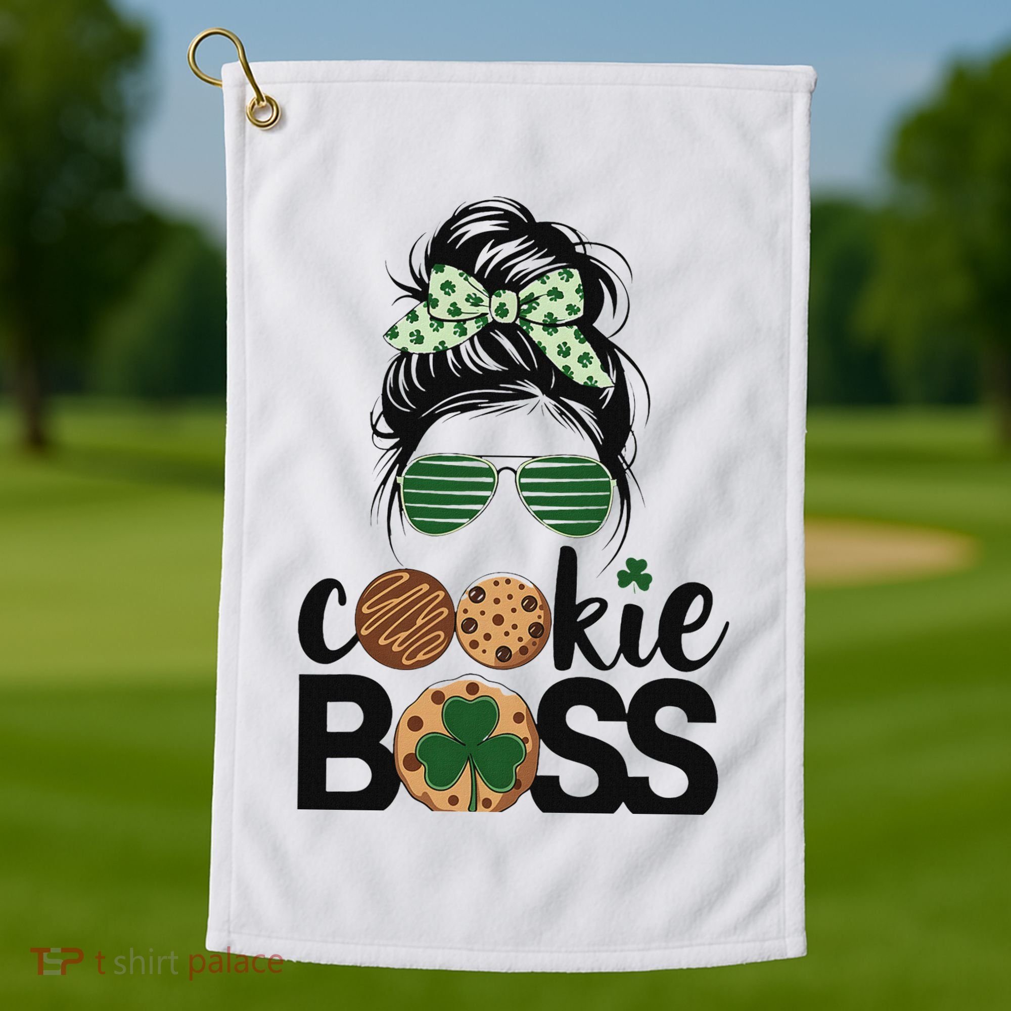 Scout Cookie Boss Kidlife Messy Bun Sunglasses Golf Towel